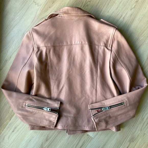 All Saints Blush Leather Motorcycle Biker Moto Jacket UK10 US6 $529 - Picture 3 of 7